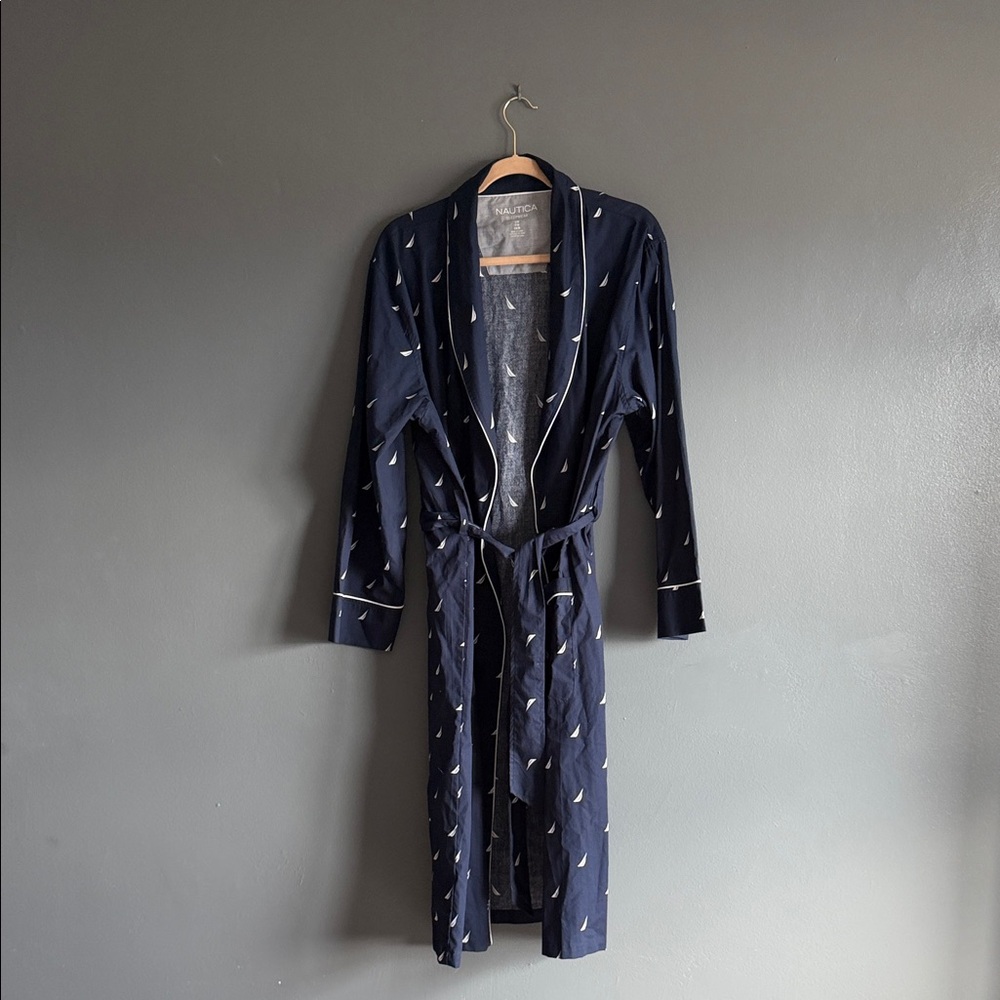 Men’s Navy Robe with White Accents by Nautica